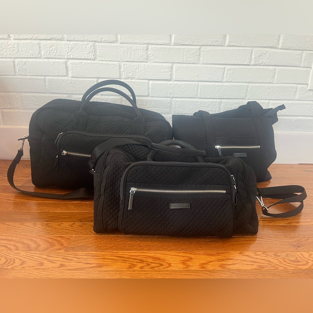 Vera Bradley 3 Piece Matching Luggage Set - Black Performance Twill